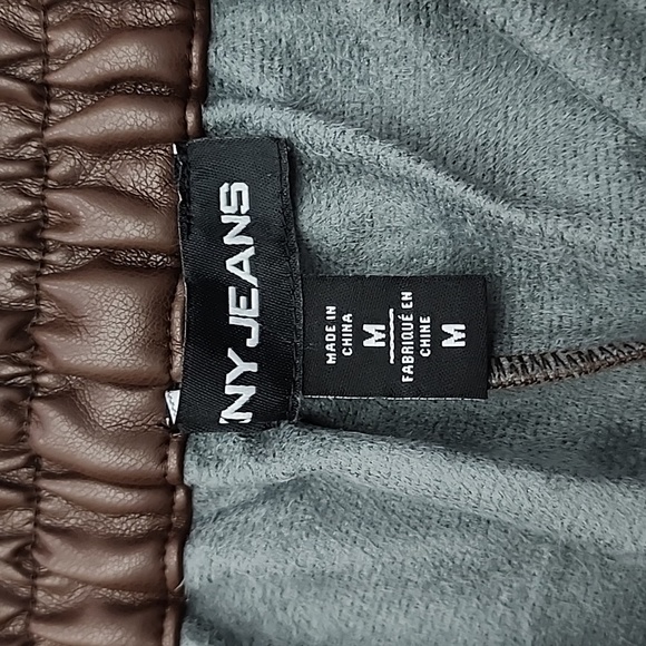 DNKY Jeans Women's Brown Faux Leather Pants Straight Leg Pockets Size Medium - Picture 6 of 11